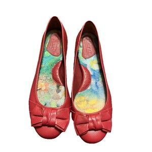 BORN Women’s Bow-Front Slip On Ballet Flats Red Size 7 Shoes